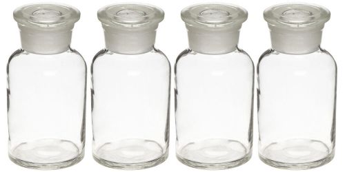 Pk/4:125ml (4 oz) glass reagent bottles apothecary jar for sale