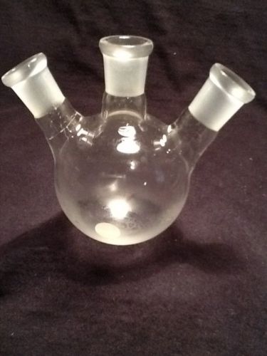 Kontes 100ml Angled Three Neck Heavy Wall Round Bottom Flask With 14/20 Joints.