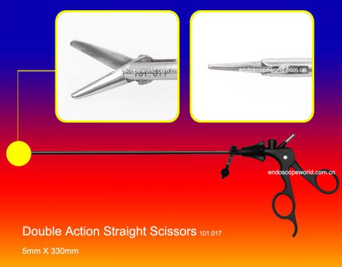 New Double Action Straight Scissors 5X330mm Laparoscopy