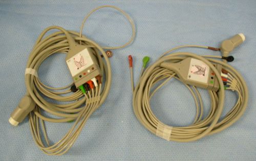 Lot of 2 philips  preamp/trunk cables w/ecg safety cable lead set for sale