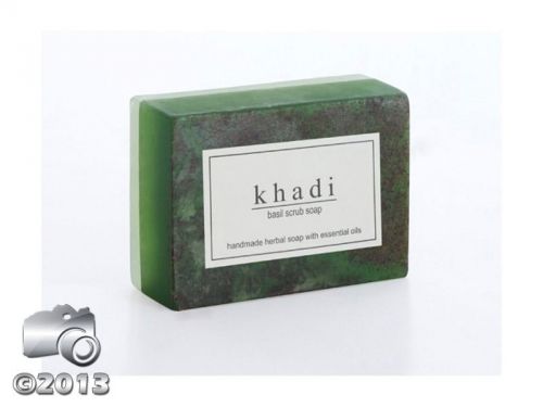 100% PURE KHADI HERBAL PRODUCT BASIL SCRUB SOAP,CONTAINS EXTRACTS OF BASIL