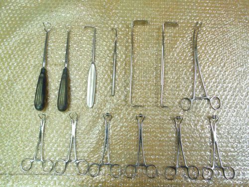 Lot of 13 surgical instruments: retractors, clamps, forceps / sklar penn miltex for sale