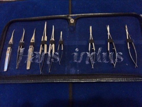 9 pc castroviejo micro surgery scissors needle holders ophthalmic eye set kit for sale
