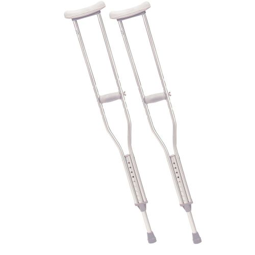 Drive Medical Aluminum Crutch - Underarm Pad &amp; Handgrip, Gray, Adult