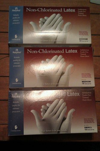 RelyAid Latex Non-Chlorinated Gloves 3 Boxes-2 Med, 1 Small-100 Ea. Read Discrp