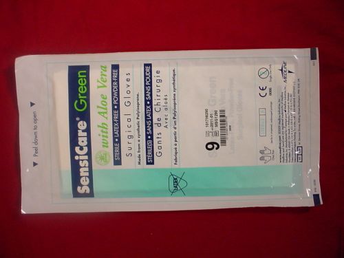 Sensicare Green aloe vera sterile surgical gloves size 9 latex free 22 pair