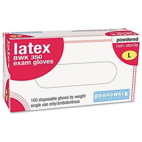Galaxy 350l disposable powdered latex exam gloves, large, natural, 100/box for sale