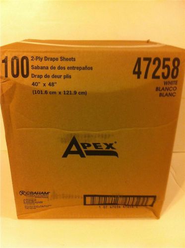 Lot 2 case cases of 100 2 ply drape sheets apex 47258 white 40&#034;x48&#034; for sale