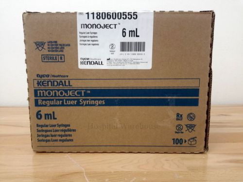 Kendall MonoJect 6ml Regular Luer Syringe 1180600555  Box of 100