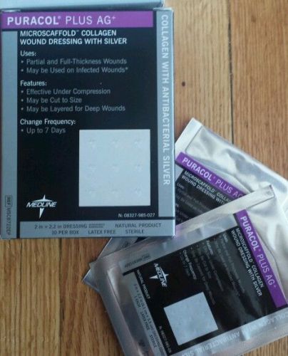 Medline Puracol Plus Ag Collagen Wound Dressing  2x2 box of 10