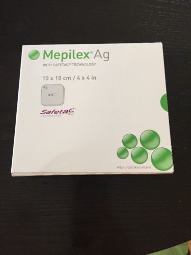 MOLNLYCKE Mepilex AG 4&#034;x4&#034; 5/bx #287100 New in sealed box Wound care Silver