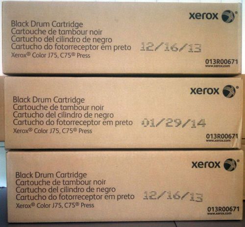 Genuine Xerox Docucolor J75 / C75 3 Black Drum Cartridges 013R00671