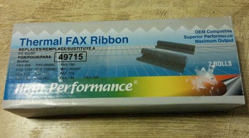 Thermal Fax Ribbon High Performance 49715 Brother NIB 2 Rolls