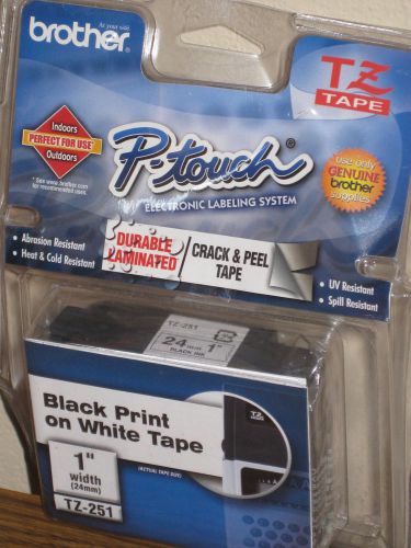 Brother P-Touch TZ Tape TZ-251 Black Print on White Tape - NIB