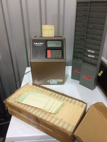 Amano Microder MJR-8000 Time Clock Rec, 2 Timecard Holders&amp; 1500 Free Time Cards