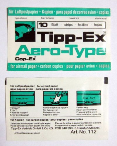 Vintage Tipp-Ex Tippex Aero-Type for Air mail paper correcting typing typewriter