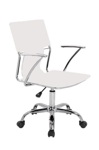 Office chair white slick stylish back support curve Adjustable height Reclining