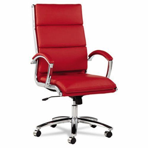 Alera High-Back Swivel/Tilt Chair, Red Soft-Touch Leather, Chrome (ALENR4139)