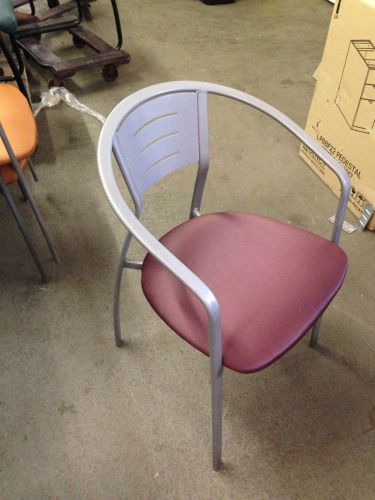 Heavy duty cafeteria chair by loewenstein vinyl seat w/ metal base for sale