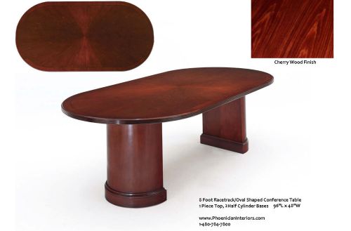 8 foot oval racetrack shaped conference table cherry wood fancy table top for sale