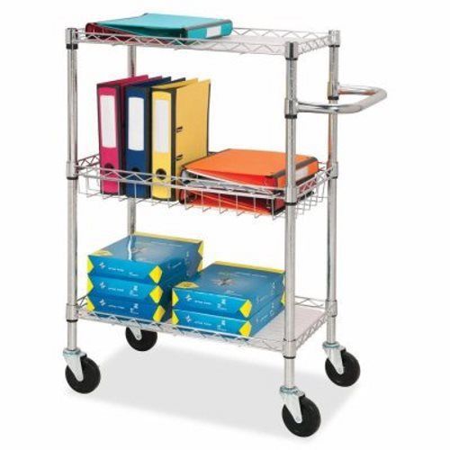 Lorell 3-Tier Wire Rolling Cart, 16&#034;x26&#034;x40&#034;, Chrome (LLR84859)
