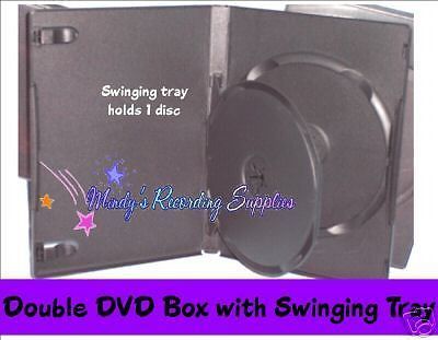 5/8&#034; 14 mm double dvd case movie box w. swing tray 6 pk for sale