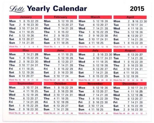 Letts 2015 Yearly Desk Calendar