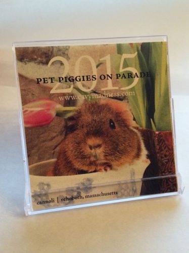 2015 &#034;pet piggies on parade&#034; guinea pig calendar: handmade small desktop art for sale