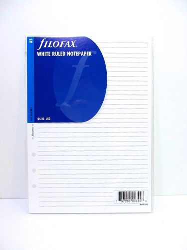 Filofax A5 White Ruled Notepaper Refill NEW
