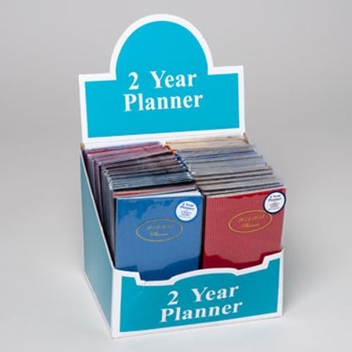 PLANNER 2-YR SOLID COLOR TEXTURE COVER W/PVC SLEEVE 8AST 72PC PDQ, Case of 72