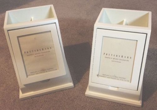 Pottery Barn Bedford Photo Bookends Pen Holder Set Of 2