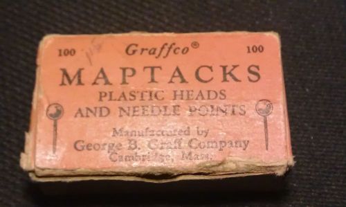 Vintage Graffco Map Tacks - 1 box - Brown 28 Pcs. Orig. Box