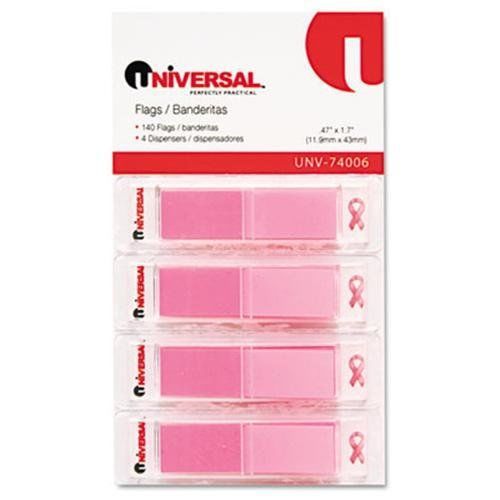 Universal Office Products 74006 Pop-up Page Flags, 1/2 X 1-7/10, Pink, 140 Per