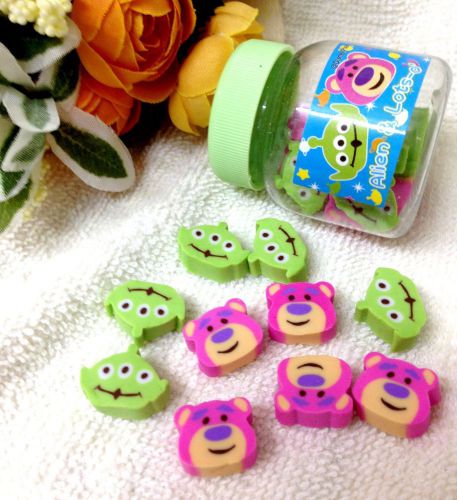 Disney Toys story Lotso Little Green Men Adorable Kawaii Little Eraser set of 10