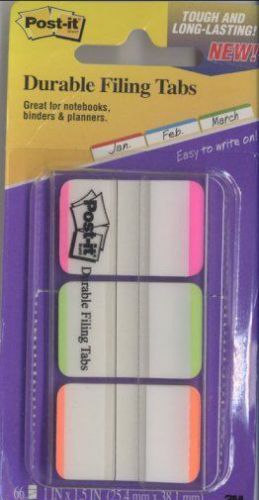 Post-it 264 Colorful DURABLE FILING TABS Pink Green Orange
