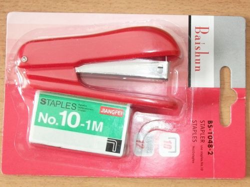 STAPLES STAPLER RED OFFICE HOME  NO 10  5MM MINI 1000 PAPER FREE SHIPPING