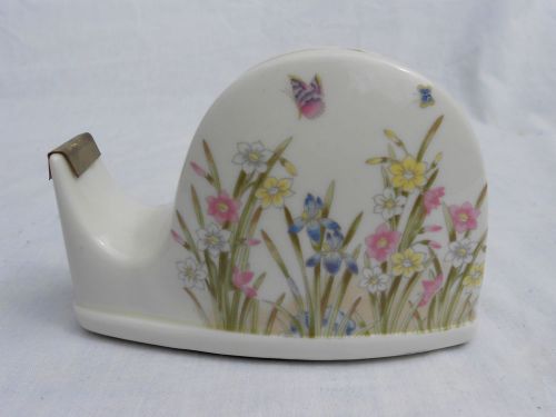 Porcelain Takahashi Tape Dispenser-Flowers &amp; Butterflys