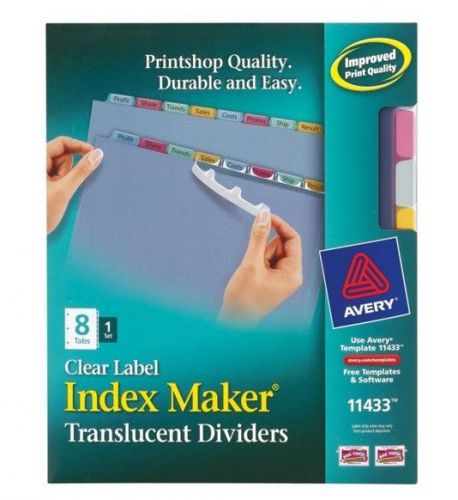 Avery Index Maker Translucent Clear Label Dividers 11433, 8-Tab Set