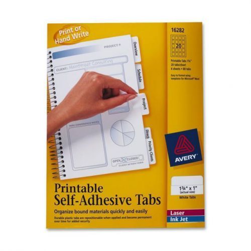 Avery Printable Self Adhesive Tabs - 16282 96 Tabs Easy to format using Word