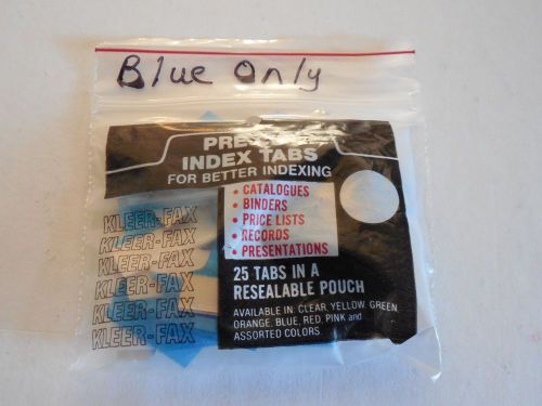 Kleer-Fax Self-Adhesive Index Tabs 1&#034; BLUE  Pack of 25