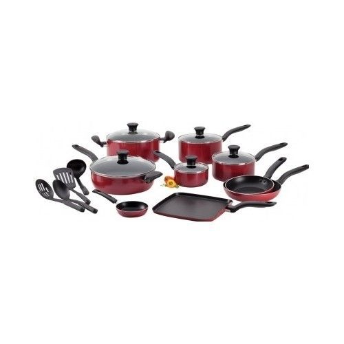 Nonstick cookware set 18 piece with utensils cool handles dishwasher safe tfal for sale