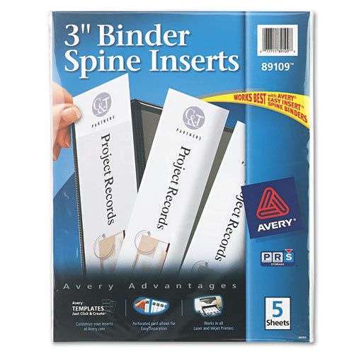 Custom Binder Spine Inserts, 3&#034; Spine Width, 3 Inserts/Sheet, 5 Sheets/Pack