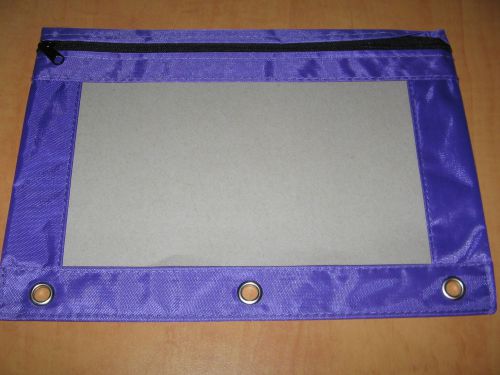 3 Ring Binder Pouch Pencil Bag  Zippered Clear View Window New Purple Lot of 20