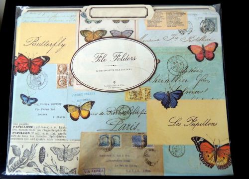 Decorative ButterfliesTwelve File Folders - Papillon by Cavallini So Pretty