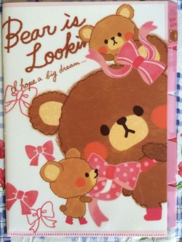 Rilakkuma bear pink bow 5-pocket A4 file folder