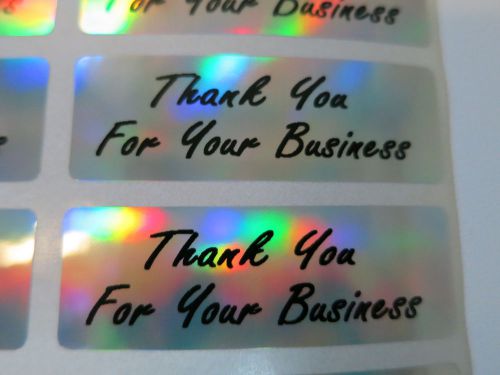 400 Freestyle Font Silver Holographic Thank You for your business Stickers Label