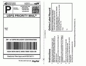 Paypal Priority Mail Internet Shipping Labels 250