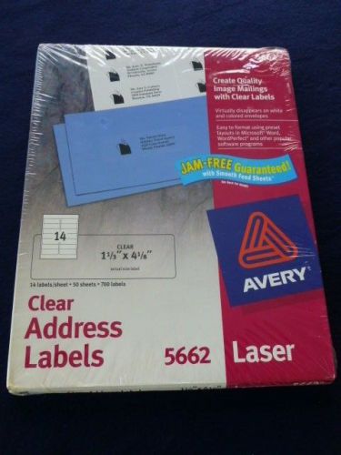 AVERY 5662 CLEAR ADDRESS LABELS- LASER- UN-USED FULL PACKAGE