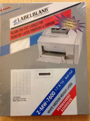8000 label blank  1.7&#034; x 11/16&#034;  bright white laser labels  z-mw-7600 butt cut for sale
