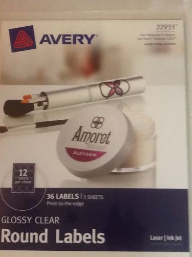 Avery Glossy Clear Round Labels 36 Labels-3 sheets 22933